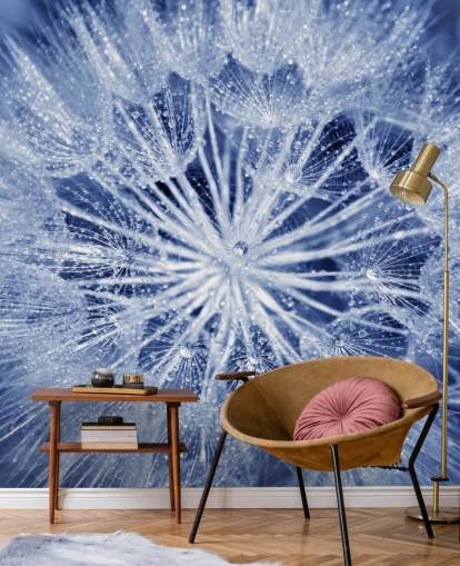 Decorazione murale con tarassaco blu