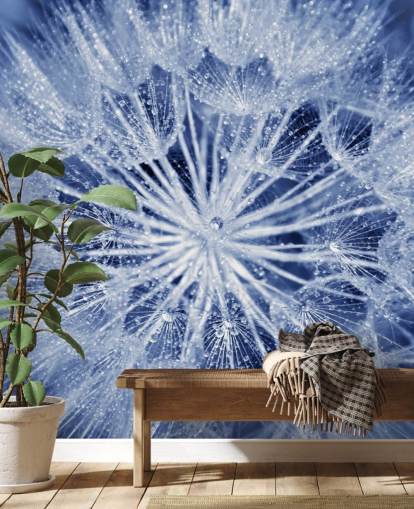 Closeup of Blue Dandelion Mural