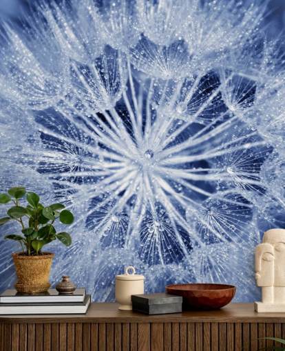 Closeup of Blue Dandelion Mural