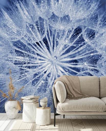 Closeup of Blue Dandelion Mural