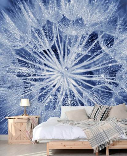 Närbild av blå maskros väggmålning