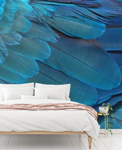 Blå Macaw Fjær Print Bakgrunn