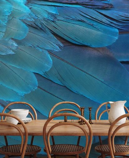 Blå Macaw Fjer Print Baggrund