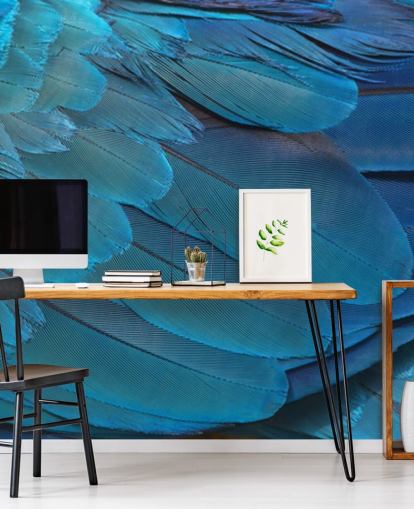 Blue Macaw Feather Print Wallpaper Blue Macaw Feather Print Wallpaper
