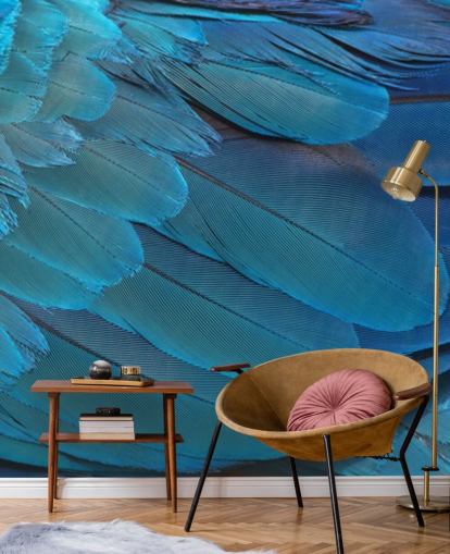 Papier Peint Imprimé Plumes Aras Bleu Papier Peint Imprimé Plumes Aras Bleu