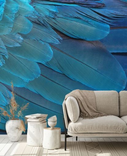 Blå Macaw Fjær Print Bakgrunn