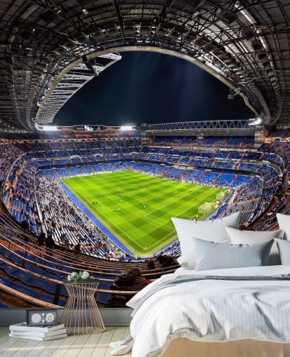 customisable football stadium wallpaper mural called Santiago Bernabéu for bedrooms, man caves and bars