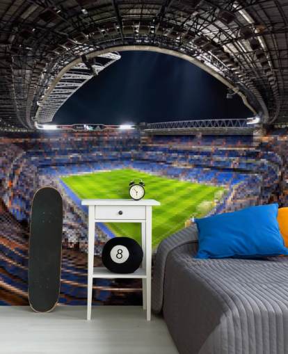 mural de papel de parede de estádio de futebol personalizável chamado Santiago Bernabéu para quartos, cavernas e bares mural de papel de parede de estádio de futebol personalizável chamado Santiago Bernabéu para quartos, cavernas e bares