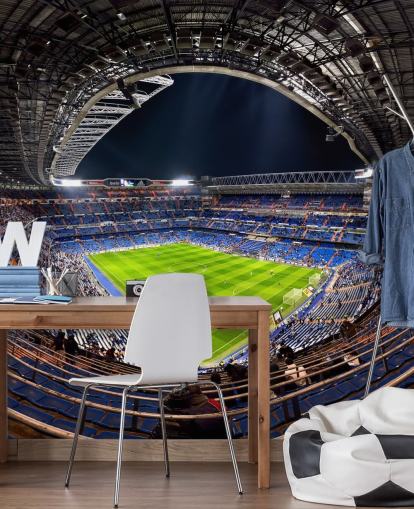 mural de papel de parede de estádio de futebol personalizável chamado Santiago Bernabéu para quartos, cavernas e bares