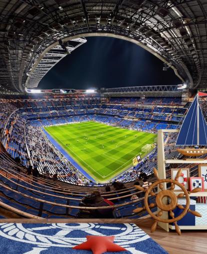 anpassningsbar fotbollsstadion tapetväggmålning som heter Santiago Bernabéu för sovrum, mangrottor och barer