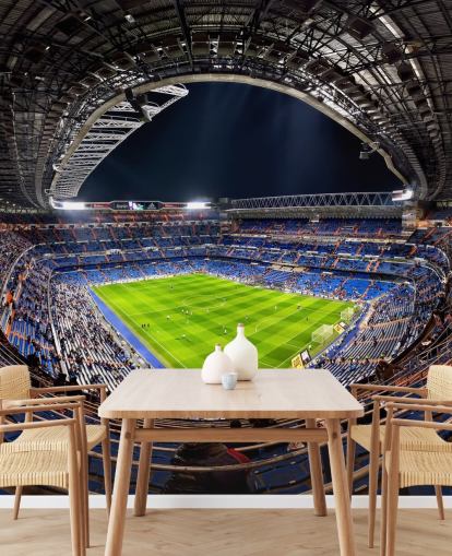 carta da parati murale personalizzabile con stadio di calcio chiamato Santiago Bernabéu per camere da letto, grotte e bar