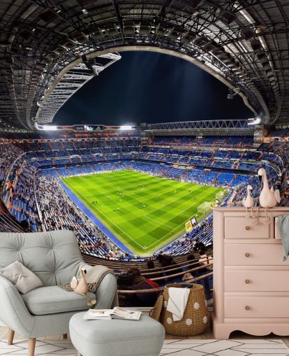 mural de papel pintado personalizable de un estadio de fútbol llamado Santiago Bernabéu para dormitorios, cuevas de hombres y bares