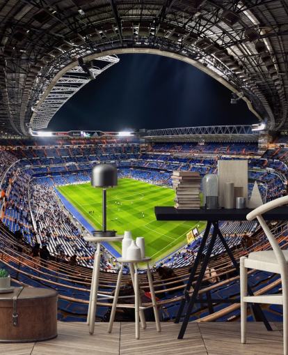 papier peint mural personnalisable de stade de football appelé Santiago Bernabéu pour les chambres, les grottes et les bars