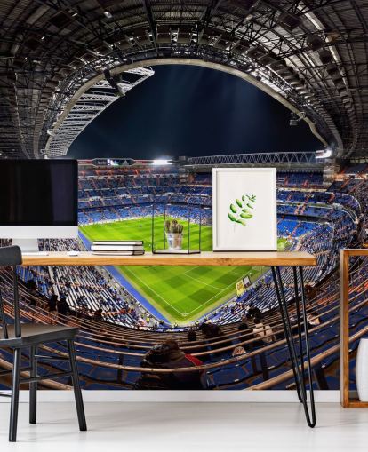 customizable football stadium wallpaper mural called Santiago Bernabéu for bedrooms, man caves and bars