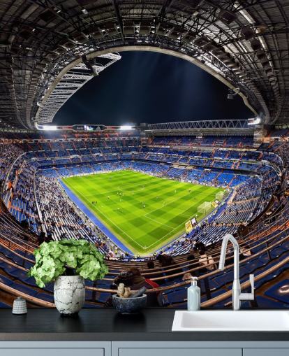 anpassningsbar fotbollsstadion tapetväggmålning som heter Santiago Bernabéu för sovrum, mangrottor och barer