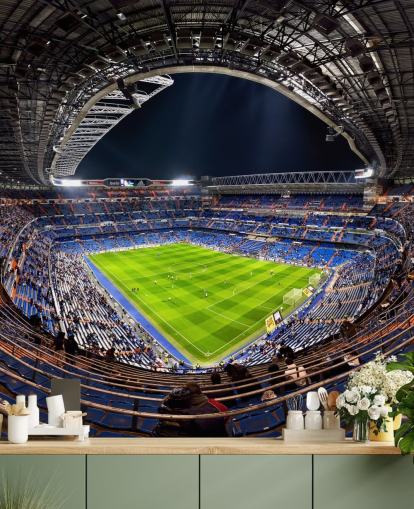 customizable football stadium wallpaper mural called Santiago Bernabéu for bedrooms, man caves and bars