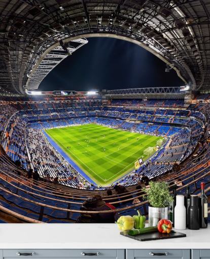 carta da parati murale personalizzabile con stadio di calcio chiamato Santiago Bernabéu per camere da letto, grotte e bar