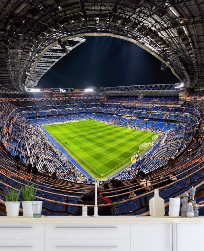 carta da parati murale personalizzabile con stadio di calcio chiamato Santiago Bernabéu per camere da letto, grotte e bar
