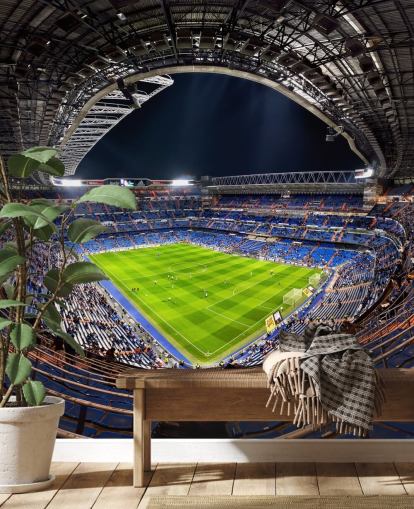 aanpasbare muurschildering voor voetbalstadions genaamd Santiago Bernabéu voor slaapkamers, grotten en bars