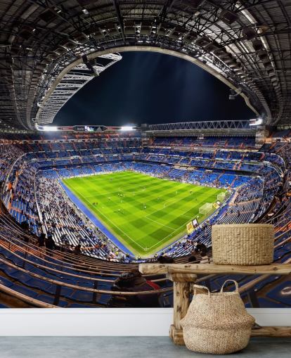 mural de papel de parede de estádio de futebol personalizável chamado Santiago Bernabéu para quartos, cavernas e bares