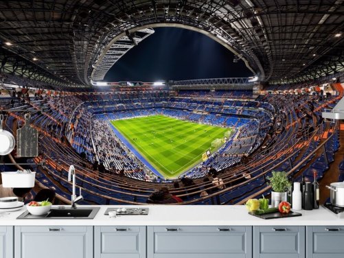 papier peint mural personnalisable de stade de football appelé Santiago Bernabéu pour les chambres, les grottes et les bars