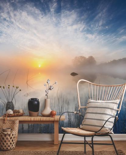papel de parede sunrise misty lake papel de parede sunrise misty lake