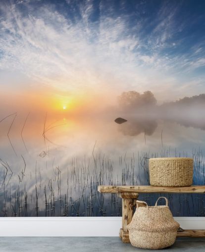 fondo de pantalla sunrise misty lake