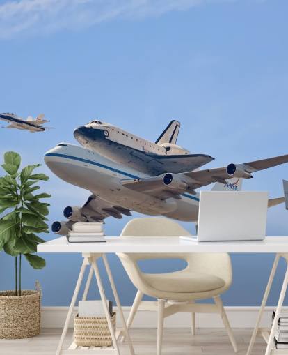 Vliegen in de geschiedenis - Muurschildering voor spaceshuttle
