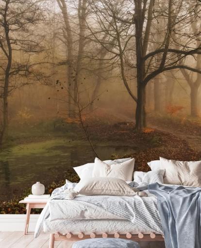 Misty Trees and Path Wallpaper