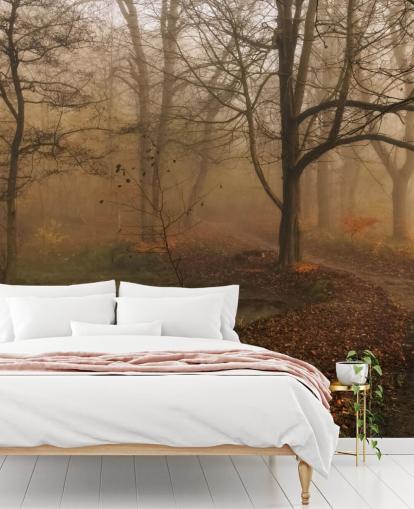 Misty Trees and Path Wallpaper