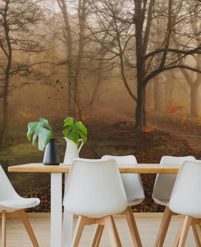 Papier Peint Arbres et Chemin Brumeux