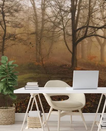 Misty Trees and Path Wallpaper