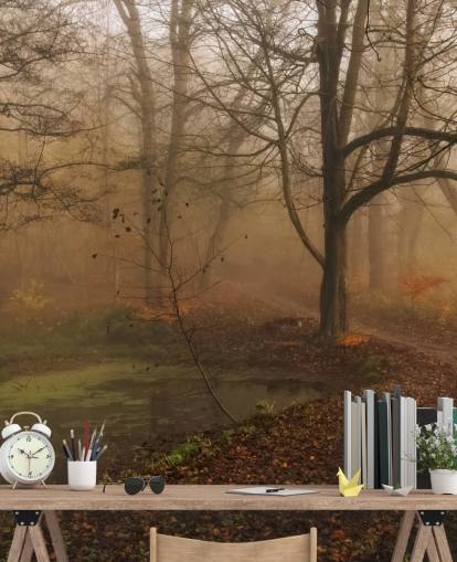 Papier Peint Arbres et Chemin Brumeux