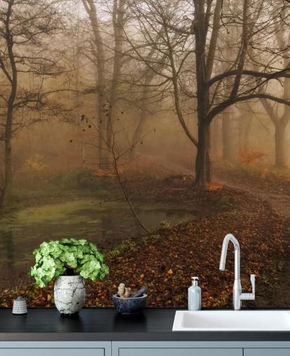 Papel pintado Misty Trees and Path