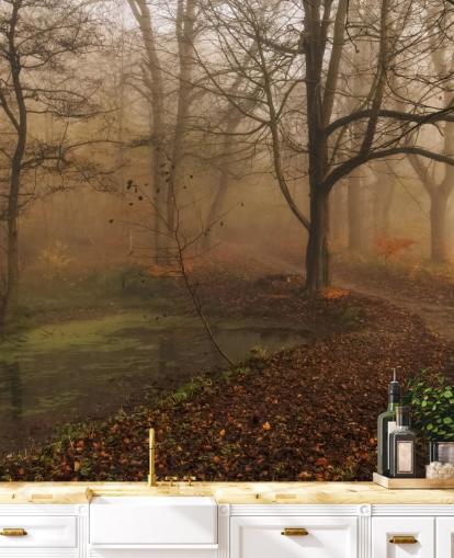 Misty Træer og Path Baggrund