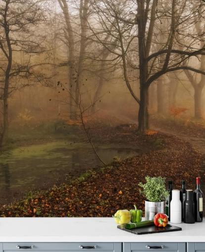 Misty Trees and Path Wallpaper