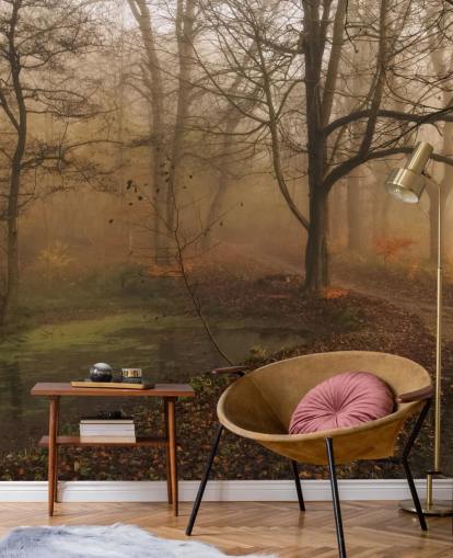 Misty Trees and Path Wallpaper