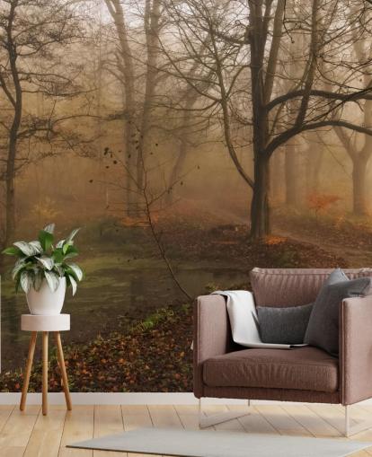 Misty Trees and Path Wallpaper