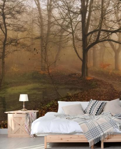 Misty Trees and Path Wallpaper