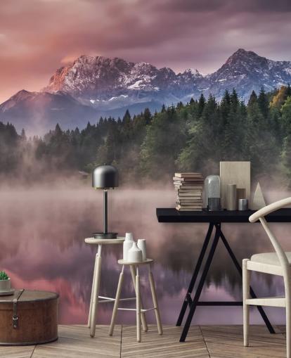 Décoration murale coucher de soleil sur le lac Misty