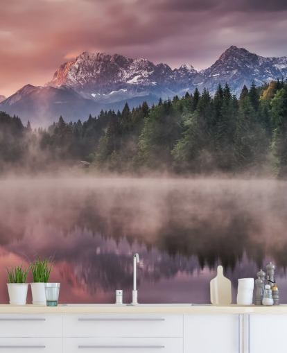 Décoration murale coucher de soleil sur le lac Misty Décoration murale coucher de soleil sur le lac Misty