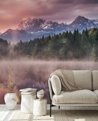 Décoration murale coucher de soleil sur le lac Misty