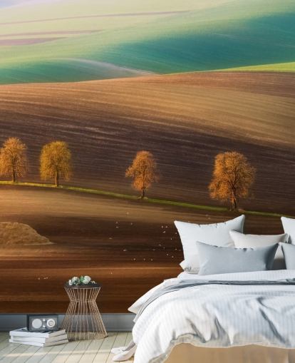 Autumn Trees in Field Wall Mural