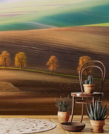 Decorazione murale con alberi autunnali nel campo