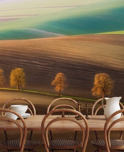 Autumn Trees in Field Wall Mural