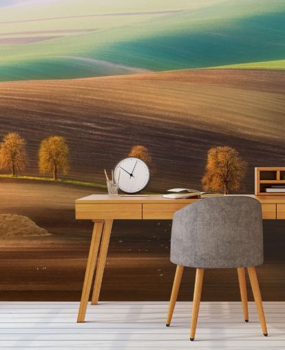 Decorazione murale con alberi autunnali nel campo