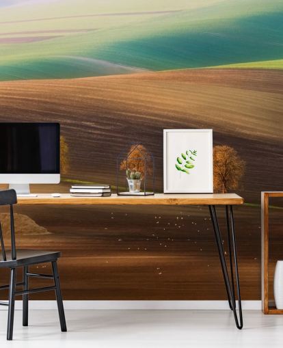 Autumn Trees in Field Wall Mural