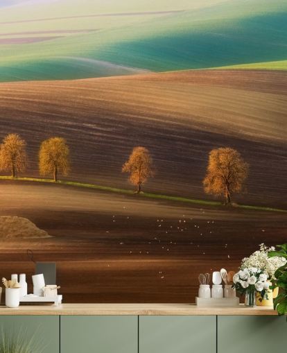 Autumn Trees in Field Wall Mural
