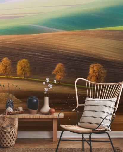 Autumn Trees in Field Wall Mural