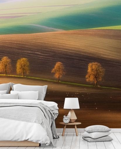 Décoration murale arbres d'automne dans le champ